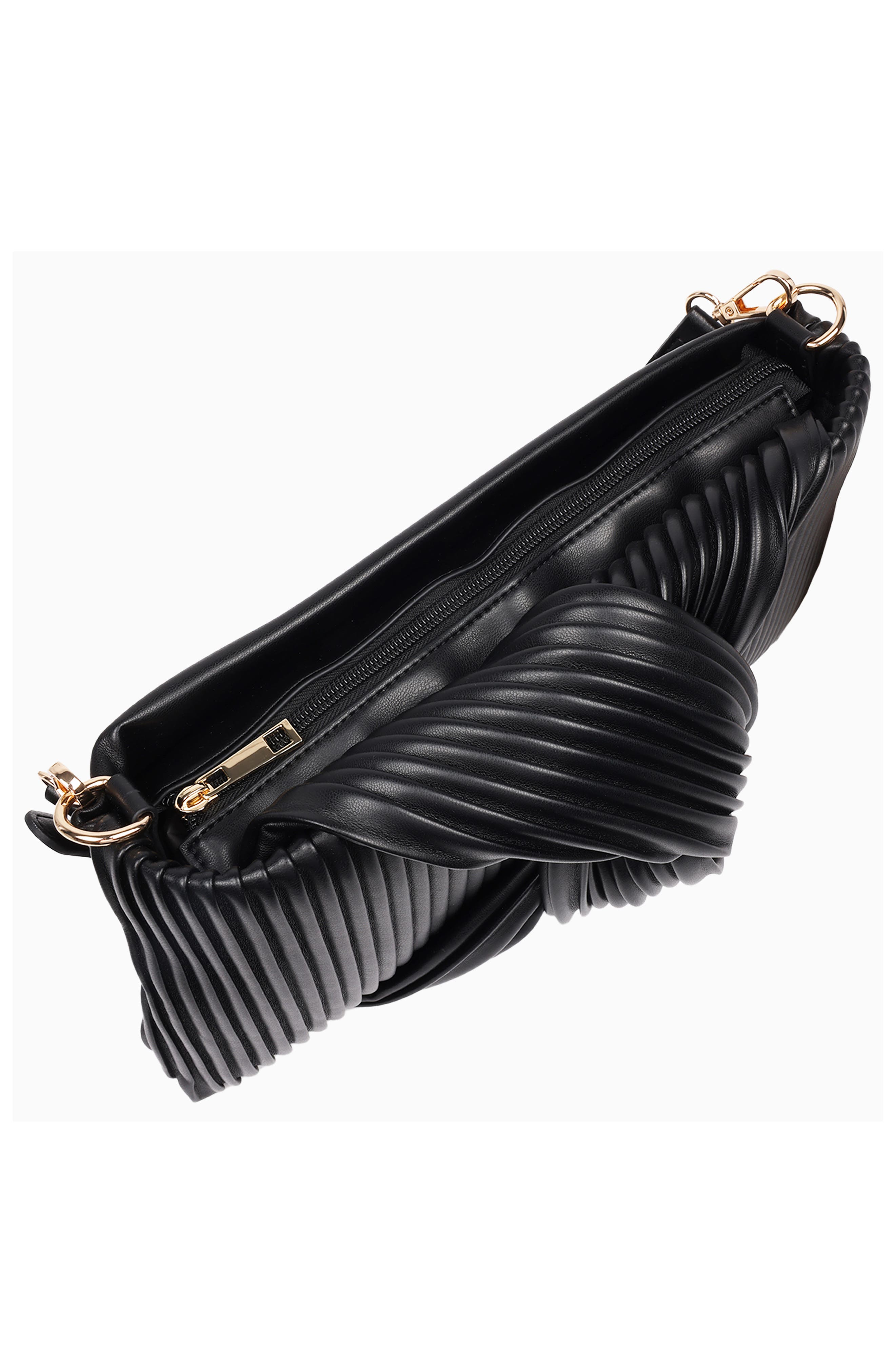 JASON WU Pleated Knot Clutch, Alternate, color, Black