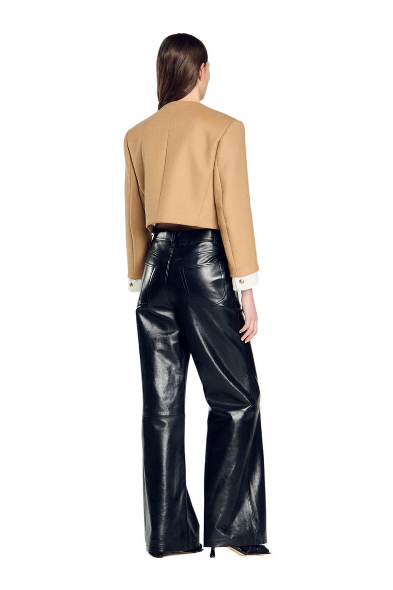 Cropped wool-blend jacket, Alternate, color, Camel