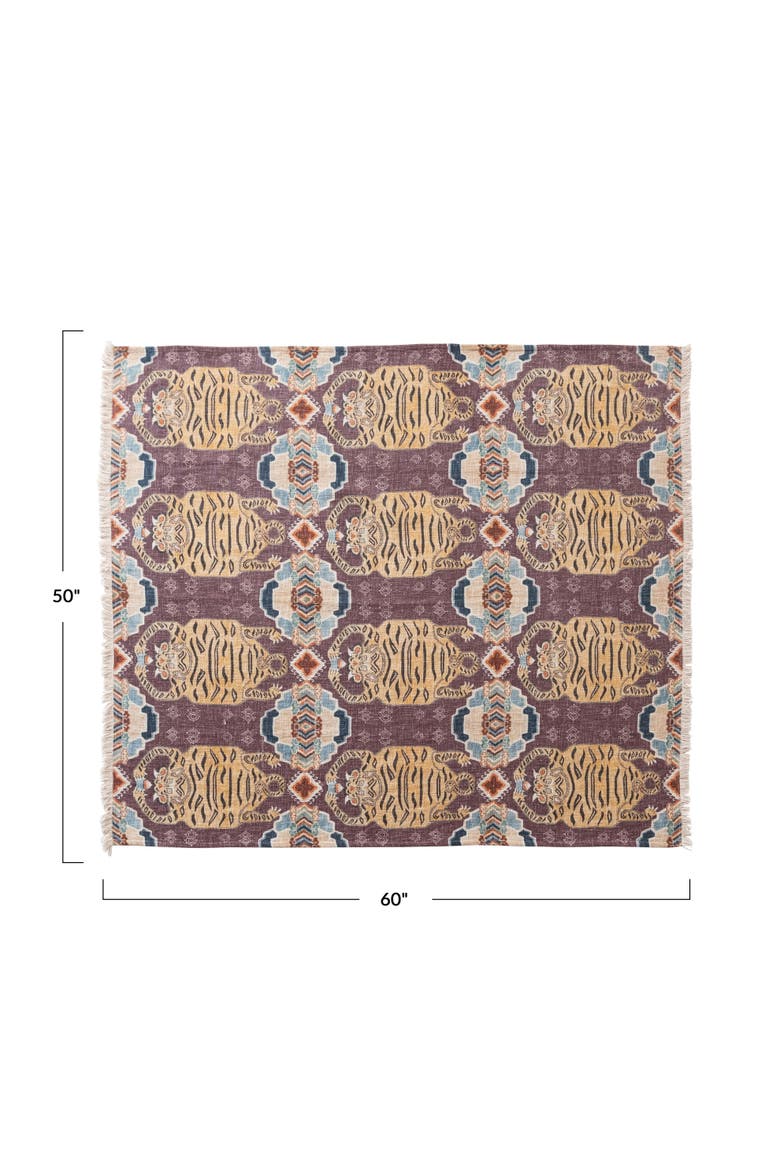 Slub Printed Throw Blanket, Alternate, color, Purple