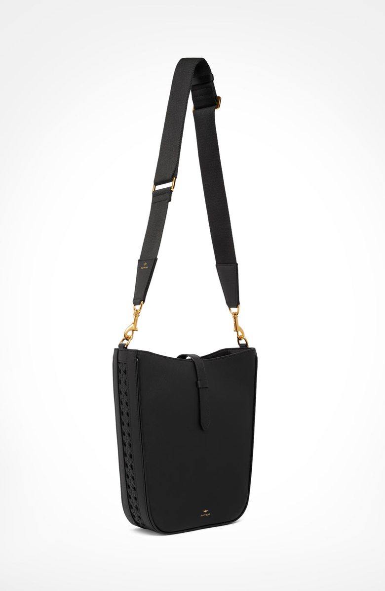 Aviteur Gigi Signature Weave Calfskin Shoulder Bag, Alternate, color, Black