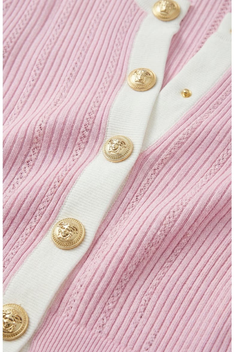 Ribbed Knit Contrast Trim Cardigan, Alternate, color, Light Pink