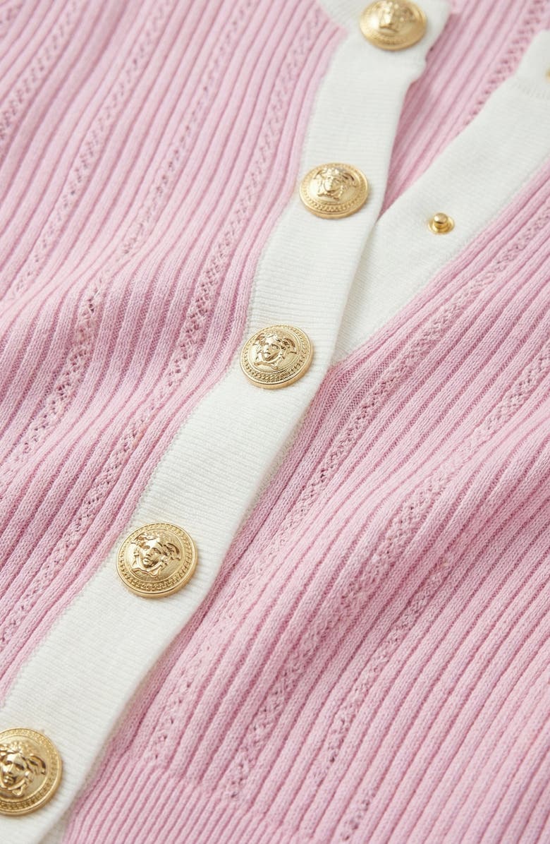 Modenaire Ribbed Knit Contrast Trim Cardigan, Alternate, color, Light Pink