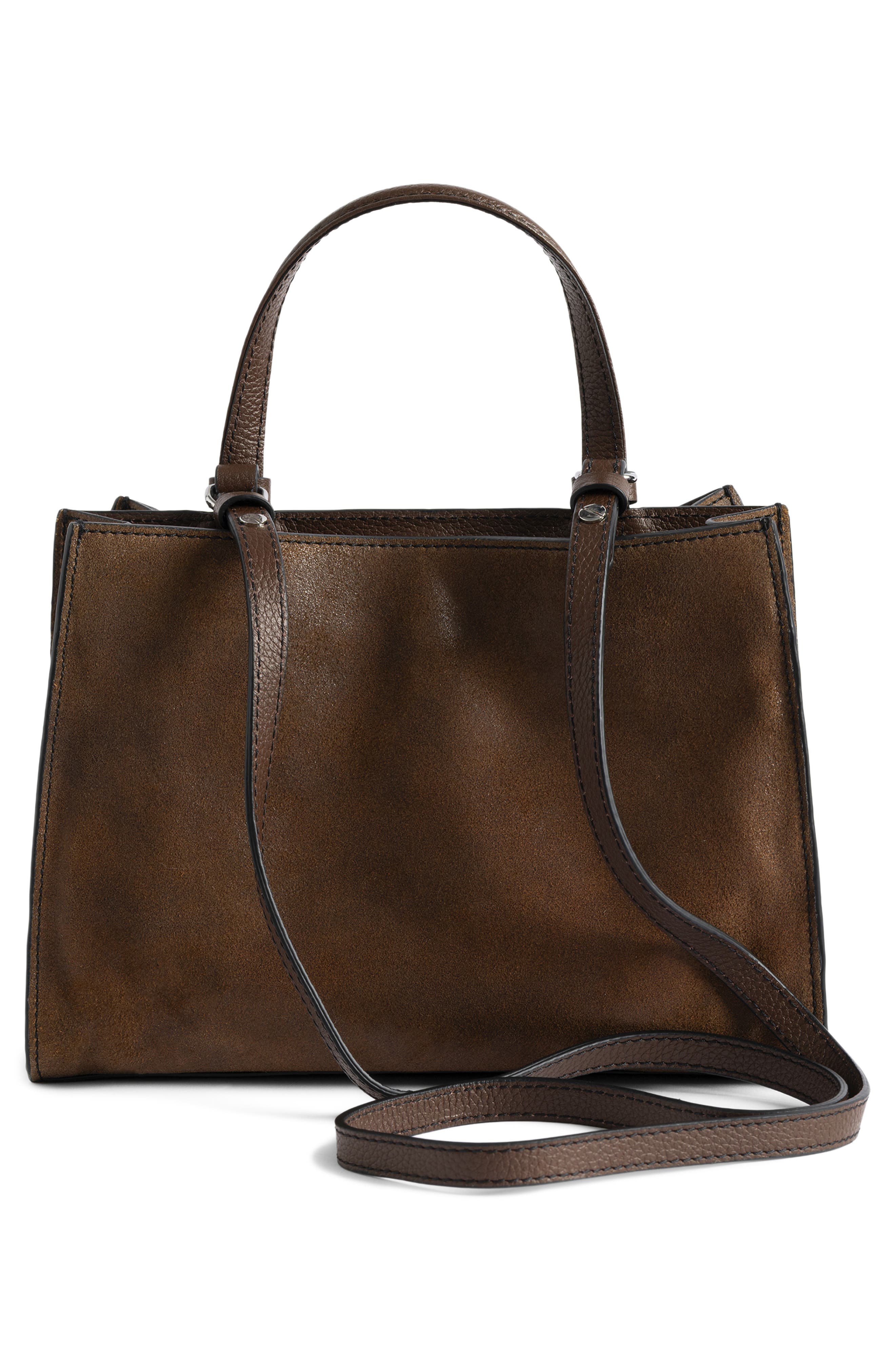 Zadig & Voltaire Jack Nano Waxy Suede Shoulder Bag, Alternate, color, Wood