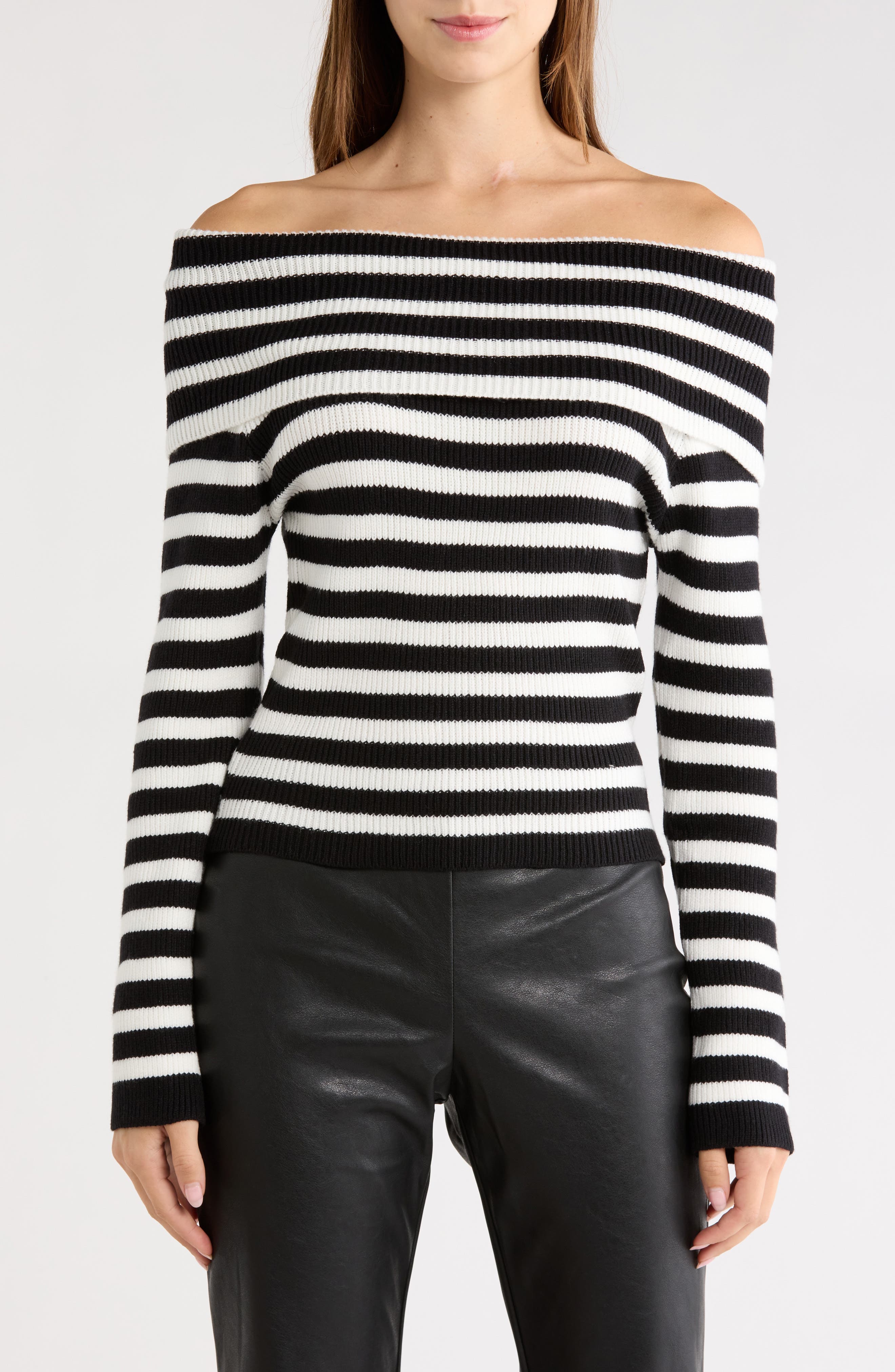 Danyel Off the Shoulder Striped Sweater
