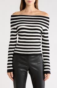 Princess Polly Danyel Off the Shoulder Striped Sweater