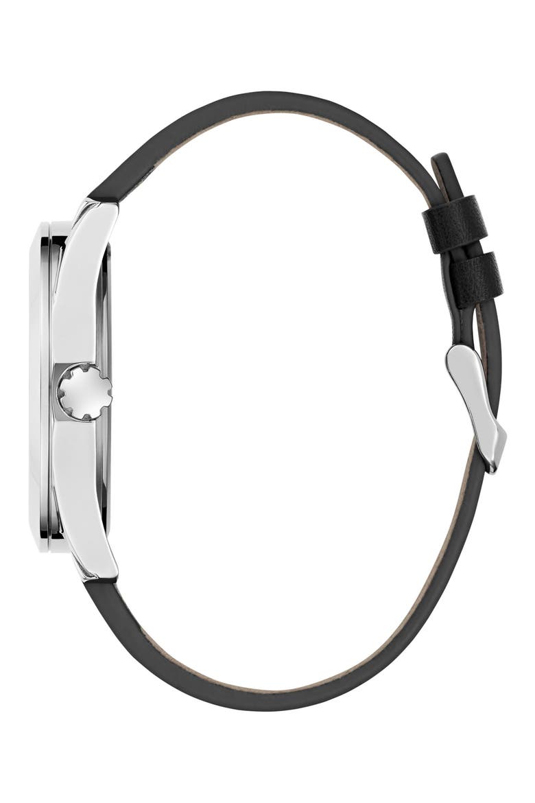 Grayson Leather Strap Watch, 44mm, Alternate, color, BLACK