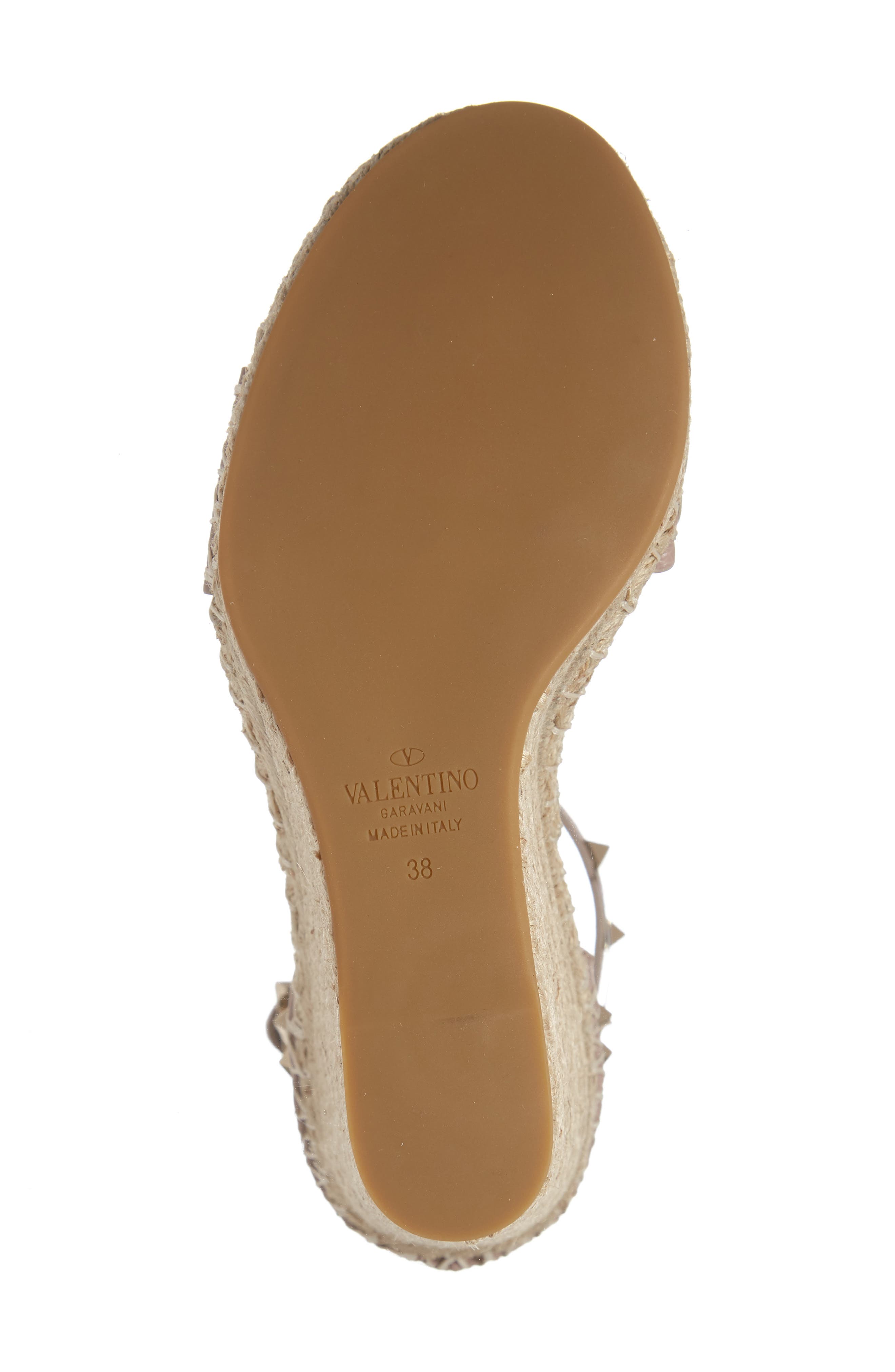 Valentino Garavani Rockstud Espadrille Wedge, Alternate, color, Poudre Leather