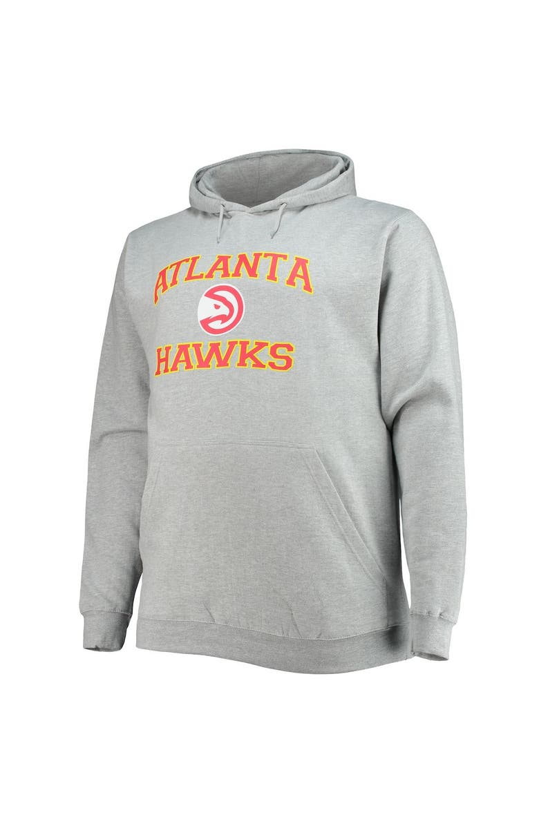 PROFILE Men's Heathered Gray Atlanta Hawks Big & Tall Heart & Soul Pullover Hoodie, Alternate, color, Heather Gray