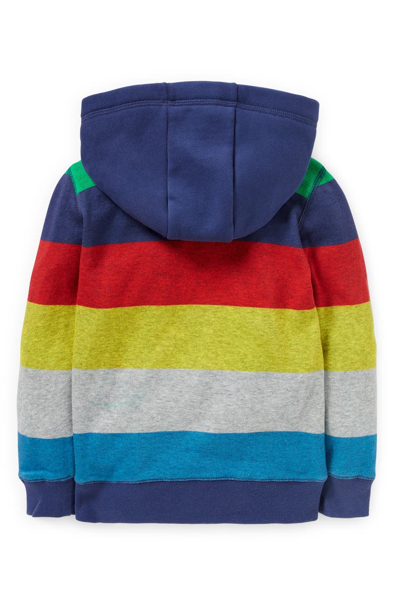 Mini Boden Kids' Rainbow Stripe Hooded Pullover, Alternate, color,