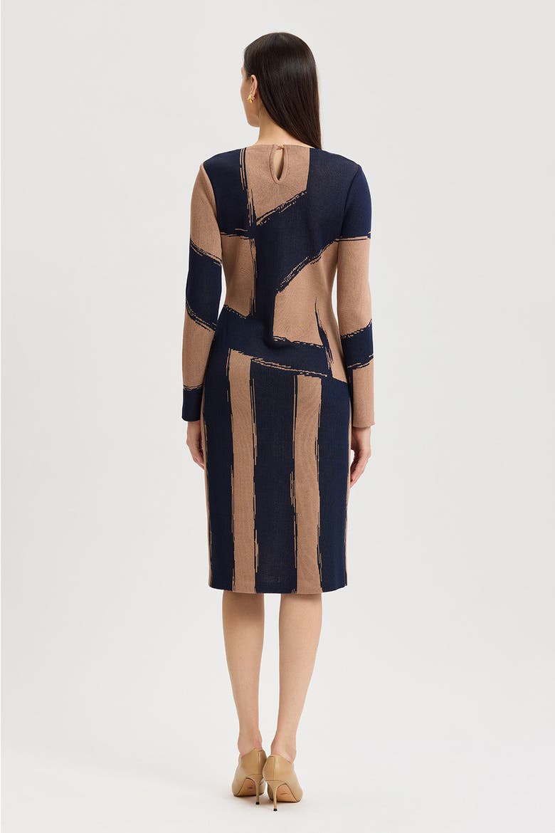Brushstroke Soft Knit Sheath Dress, Alternate, color, Warm Taupe/Indigo