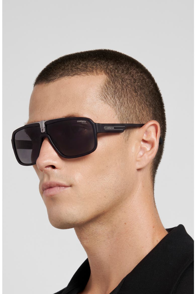 1091/S/US 65mm Polarized Oversize Navigator Sunglasses, Alternate, color, MATTE BLACK DARK RUTH/ GREY PZ