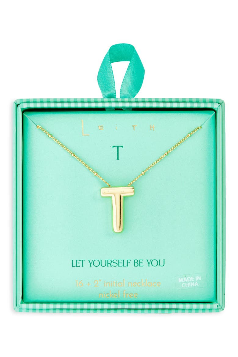 3D Initial Pendant Necklace, Main, color, T- GOLD