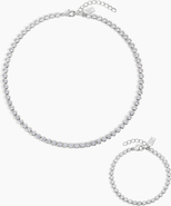Electric Picks Jewel Bezel Tennis Bracelet and Necklace - Silver Set of 2