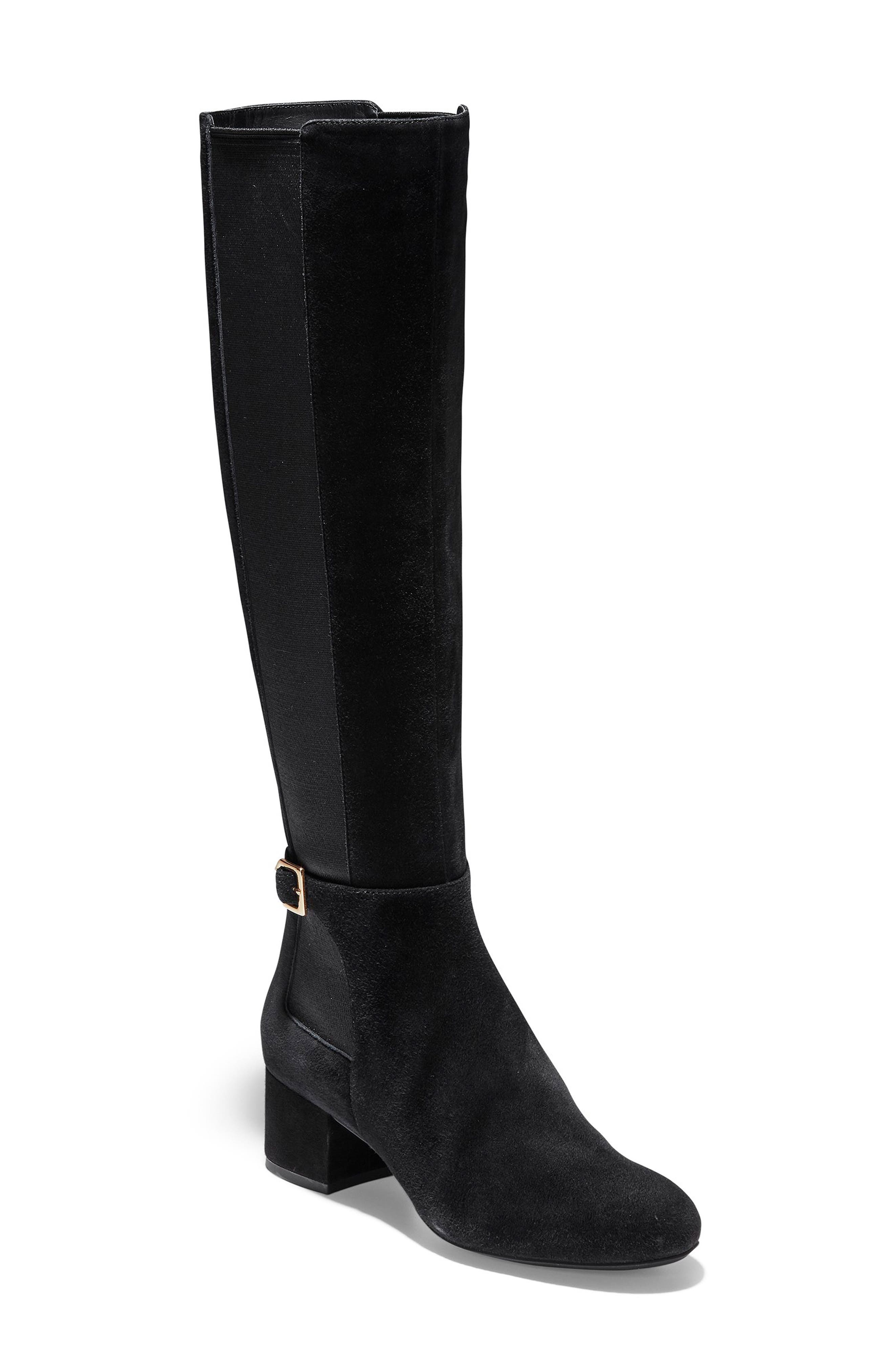 Avani Stretch Boot, Main, color, BLACK SUEDE