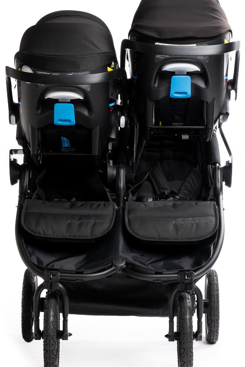 Indie Twin Double Stroller & Two Clek Liing Railroad Ziip Travel System Car Seat Set, Alternate, color, BLACK