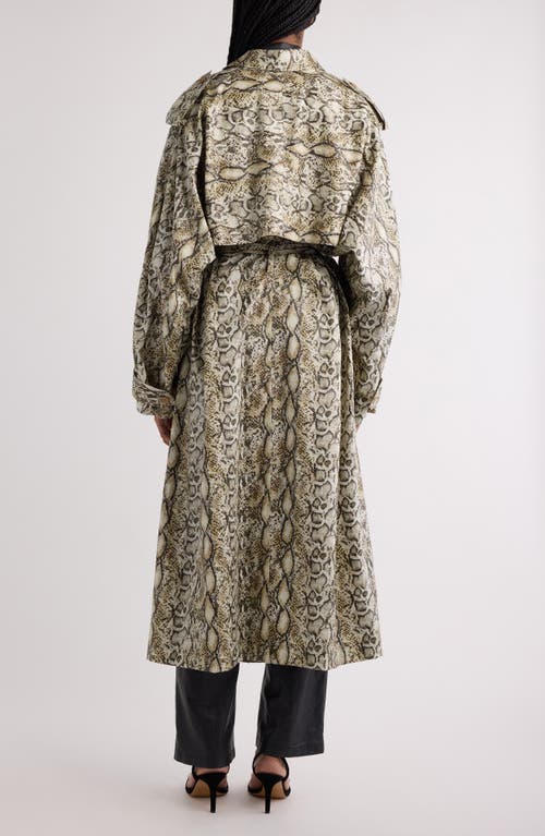 Isabel Marant Freanne Python Print Oversize Trench Coat In Natural