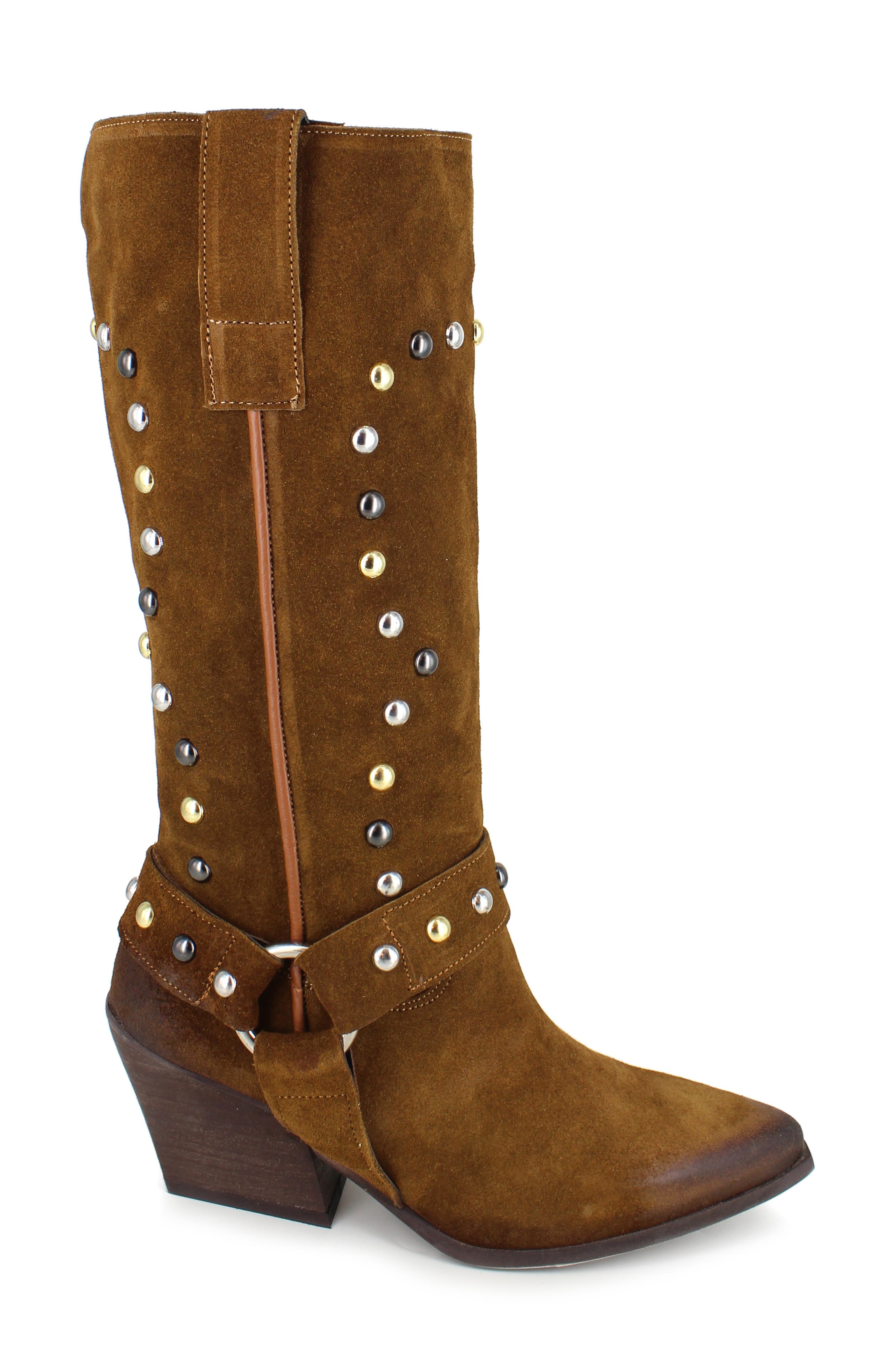 Giana Studded Western Boot, Alternate, color, TAN SUEDE