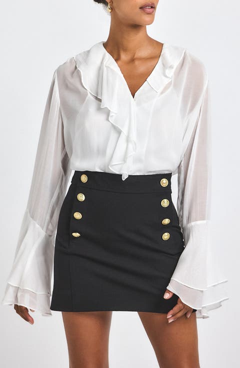 Reyna Stretch Cotton Twill Sailor Miniskirt