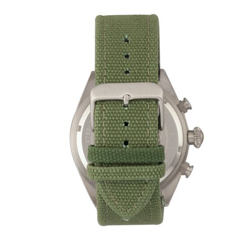 Morphic M53 Series Chronograph Fiber-weaved Leather-band Watch W/date In Silver/olive
