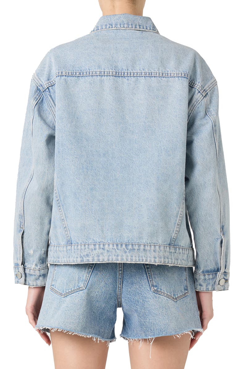 BLANKNYC Distressed Oversize Denim Trucker Jacket, Alternate, color, 