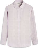 Bugatchi Julian Windowpane Check Linen & Cotton Button-Up Shirt