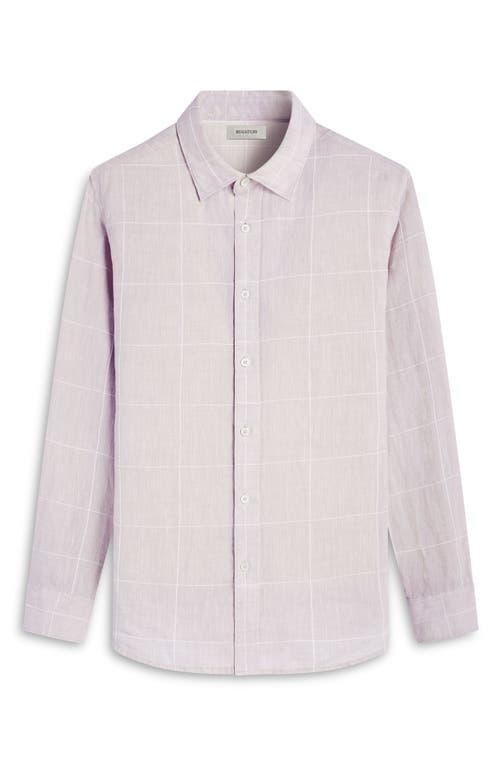 Bugatchi Julian Windowpane Check Linen & Cotton Button-up Shirt In Sand