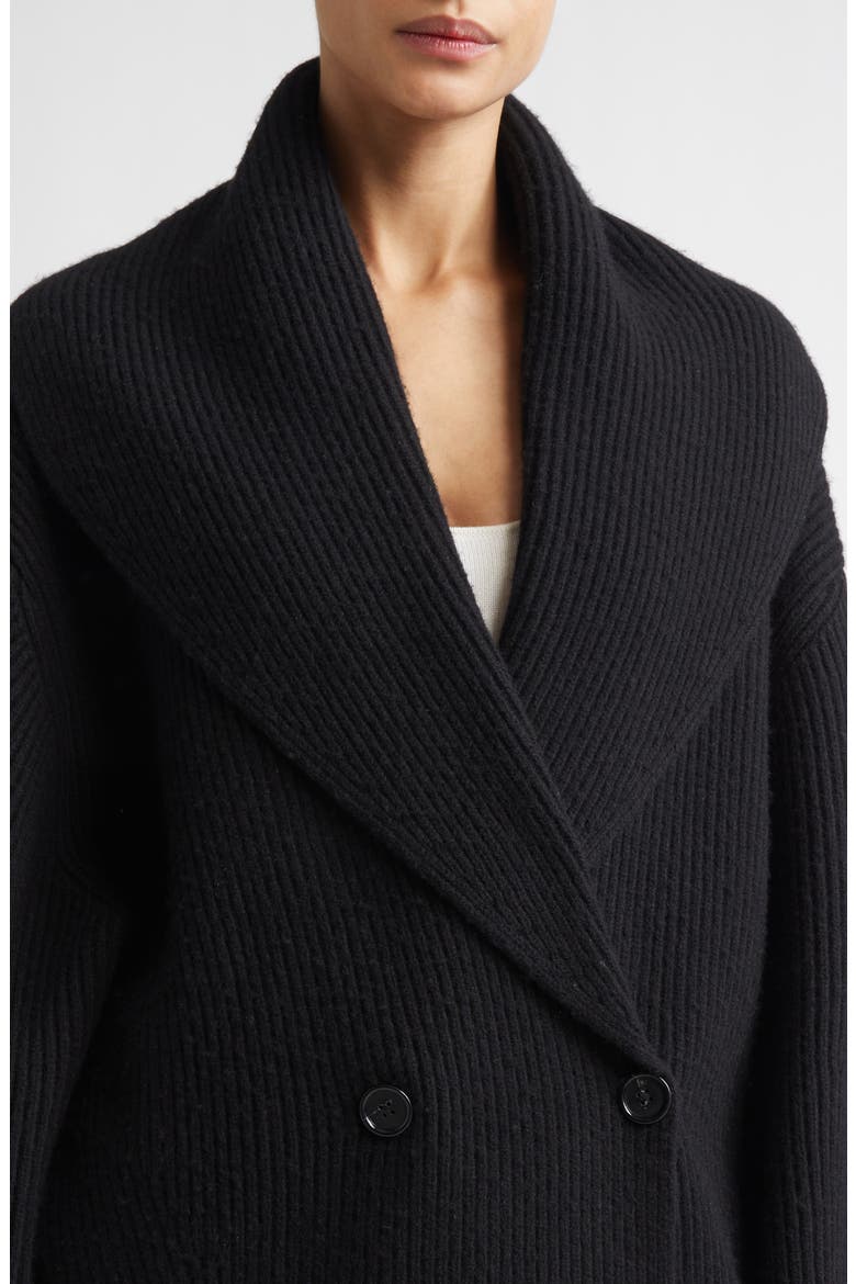 Shawl Collar Wool Rib Cardigan, Alternate, color, BLACK