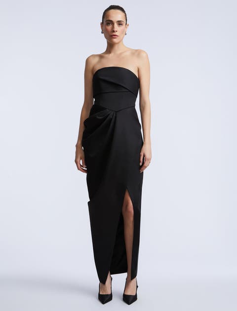Solid Bodice Wrap Skirt Gown