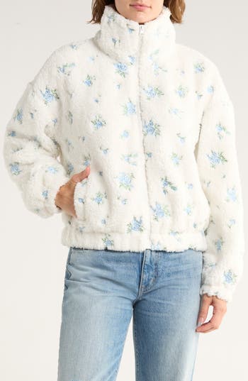 Thread & Supply Floral Embroidered Faux Shearling Jacket In Multi