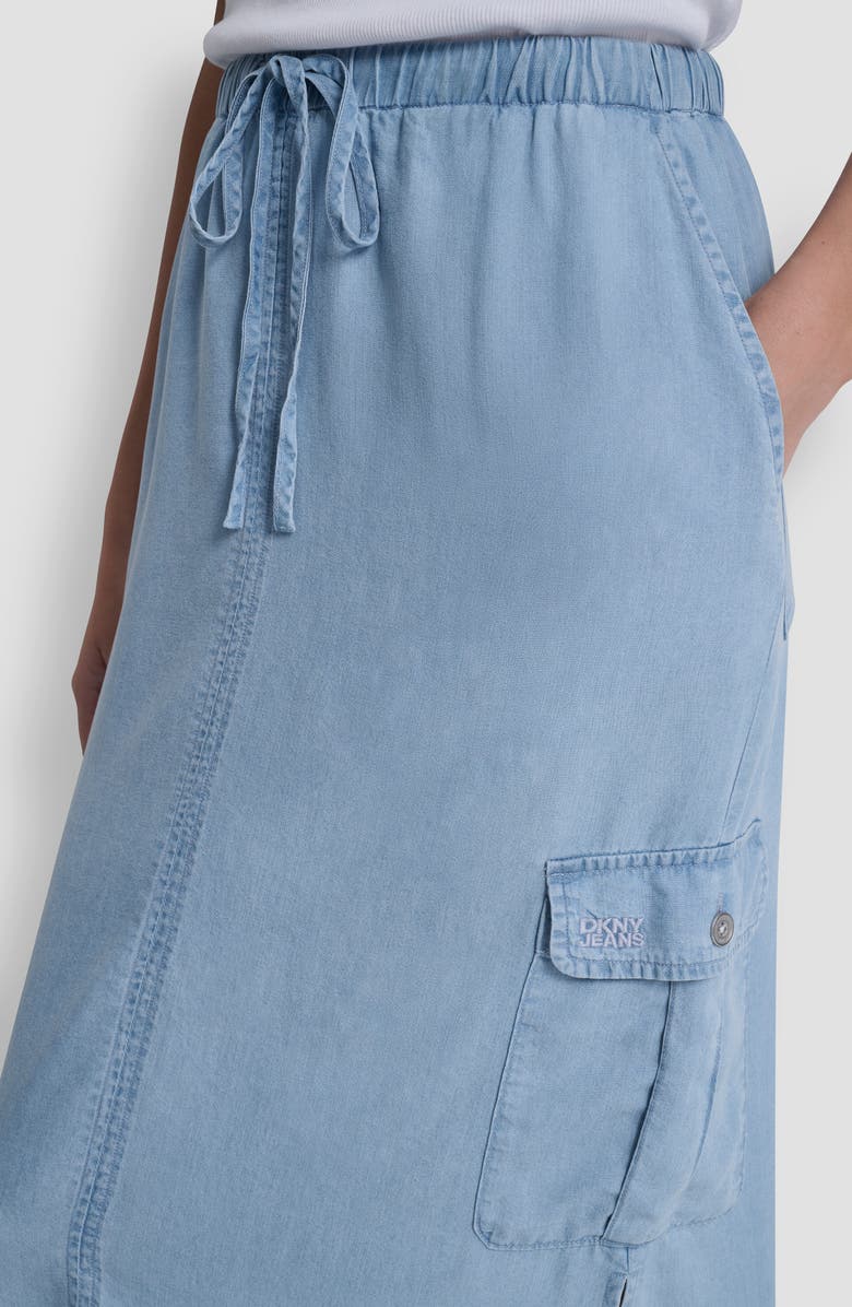 DKNY Jeans Chambray Cargo Maxi Skirt, Alternate, color, Chambray