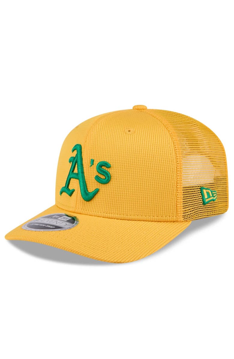 New Era Men's New Era  Gold Athletics 2025 Spring Training 9SEVENTY Stretch-Snap Trucker Hat, Main, color, 