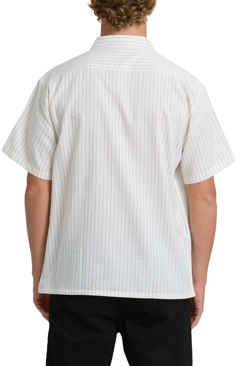 Billabong Bad Dog Stripe Short Sleeve Button-Up Shirt, Alternate, color, Off White