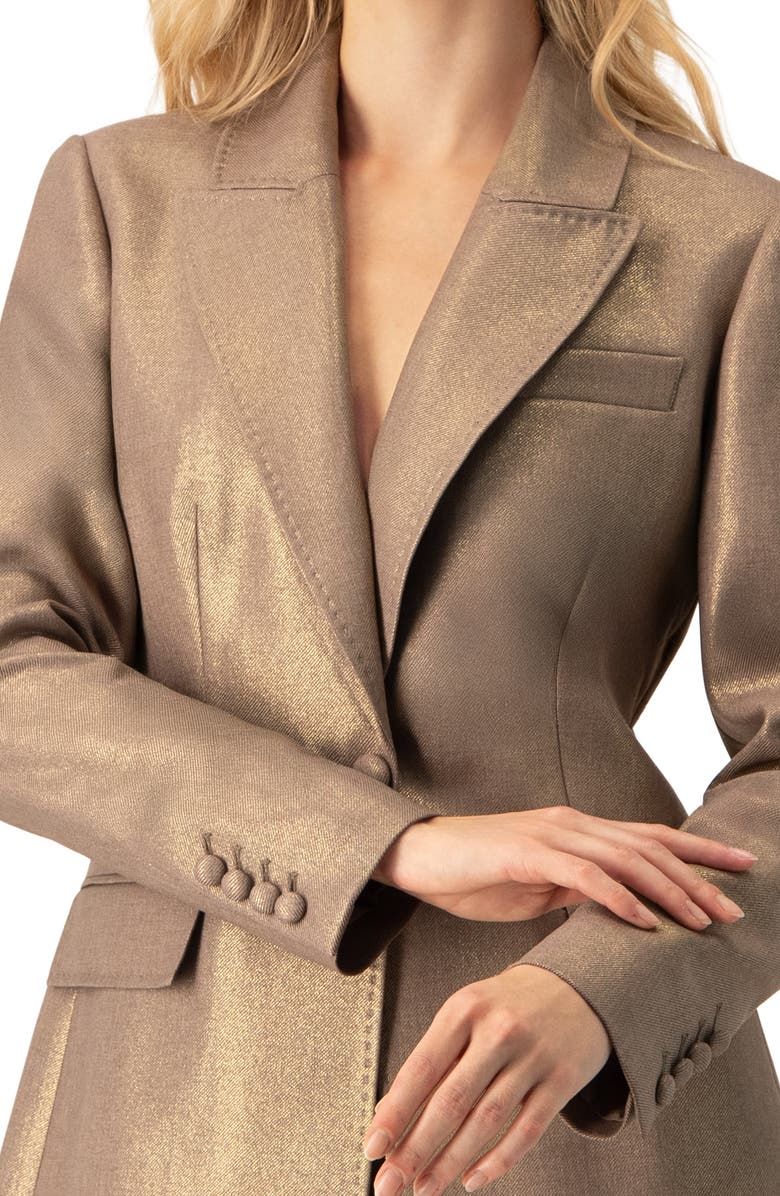 IVONNE Sparkling Blazer with Flap Pockets, Alternate, color, Brown