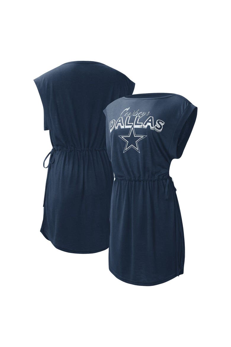 Women's G-III Sports by Carl Banks Navy Dallas Cowboys G.O.A.T. Swimsuit Cover-Up, Main, color, Navy