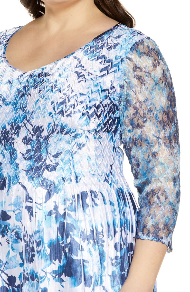 Komarov Floral Textured Cocktail Midi Dress, Alternate, color,