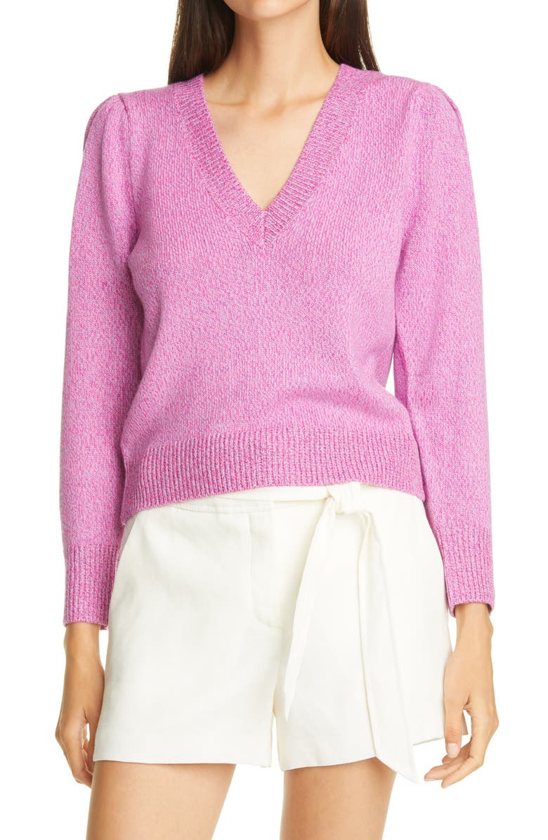 Veronica Beard Kenia V-Neck Merino Wool Blend Sweater, Main, color,