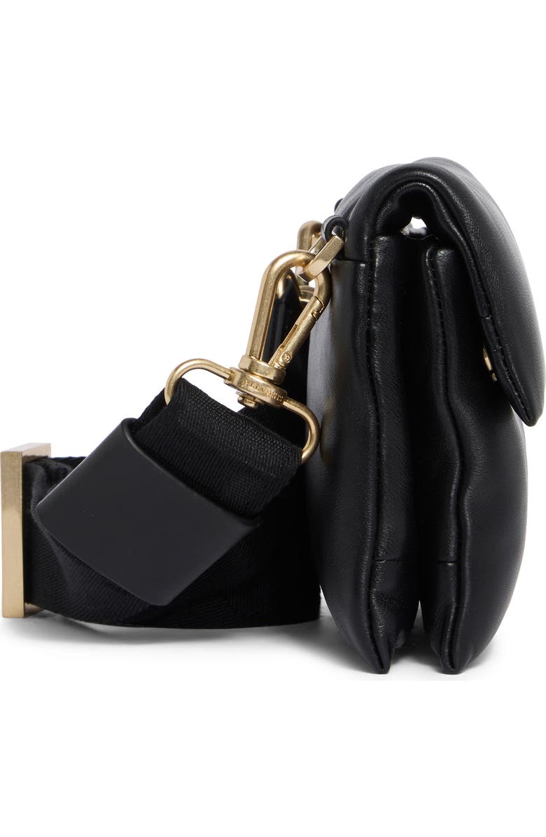 AllSaints Ezra Logo Strap Leather Crossbody Bag, Alternate, color, Black