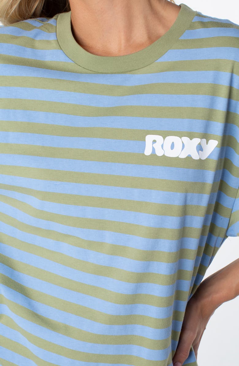 Roxy Old School Stripe Oversize Graphic T-shirt, Alternate, color, Oil Green
