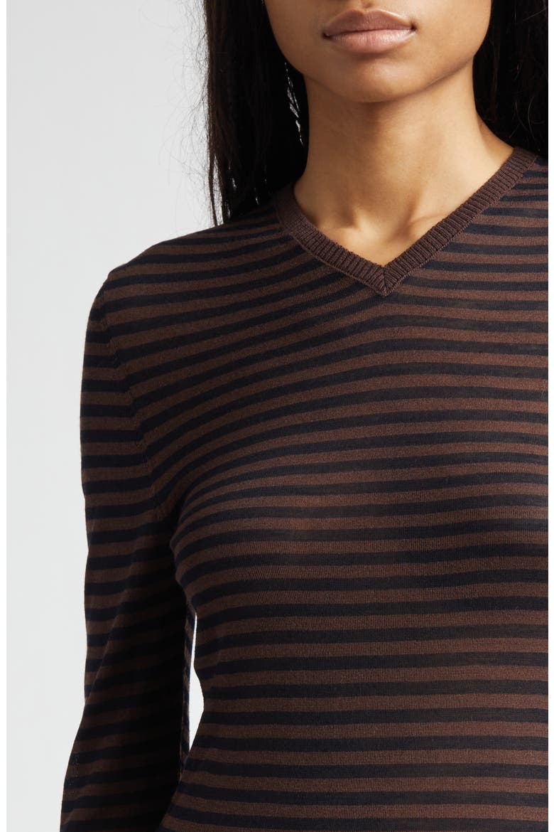 Iglú Stripe Extrafine Merino Wool Blend Sweater, Alternate, color, BROWN