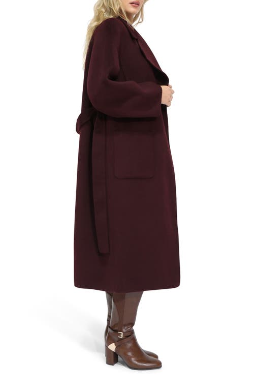 Belle & Bloom Wool Blend Wrap Coat In Burgundy
