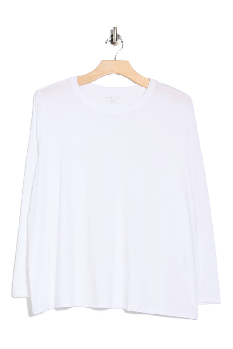Crewneck Long Sleeve Organic Cotton T-Shirt, Main, color, WHITE