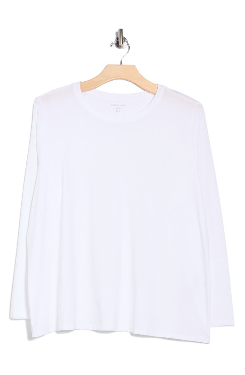 Eileen Fisher Crewneck Long Sleeve Organic Cotton T-Shirt, Main, color, White