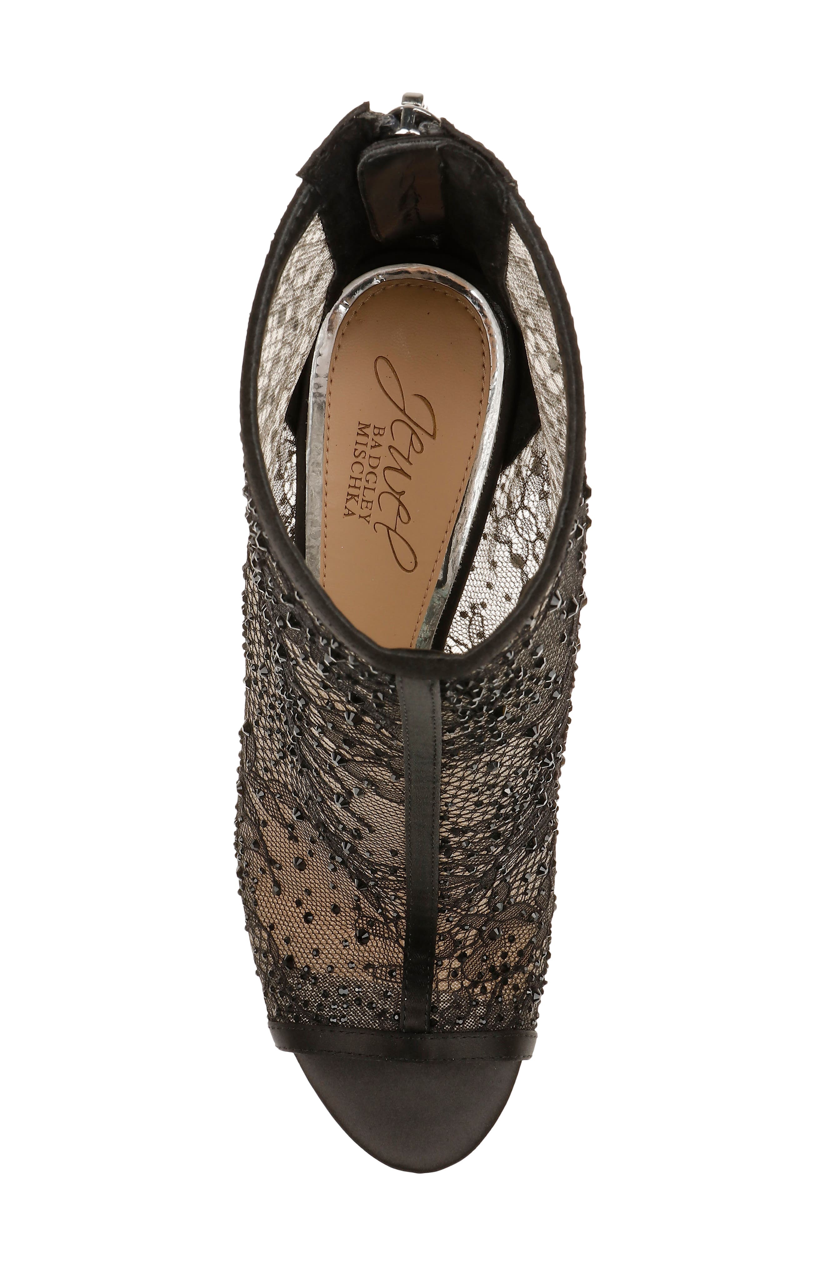 Jewel Badgley Mischka Jewel Crystal Embellished Lace Bootie, Alternate, color, 