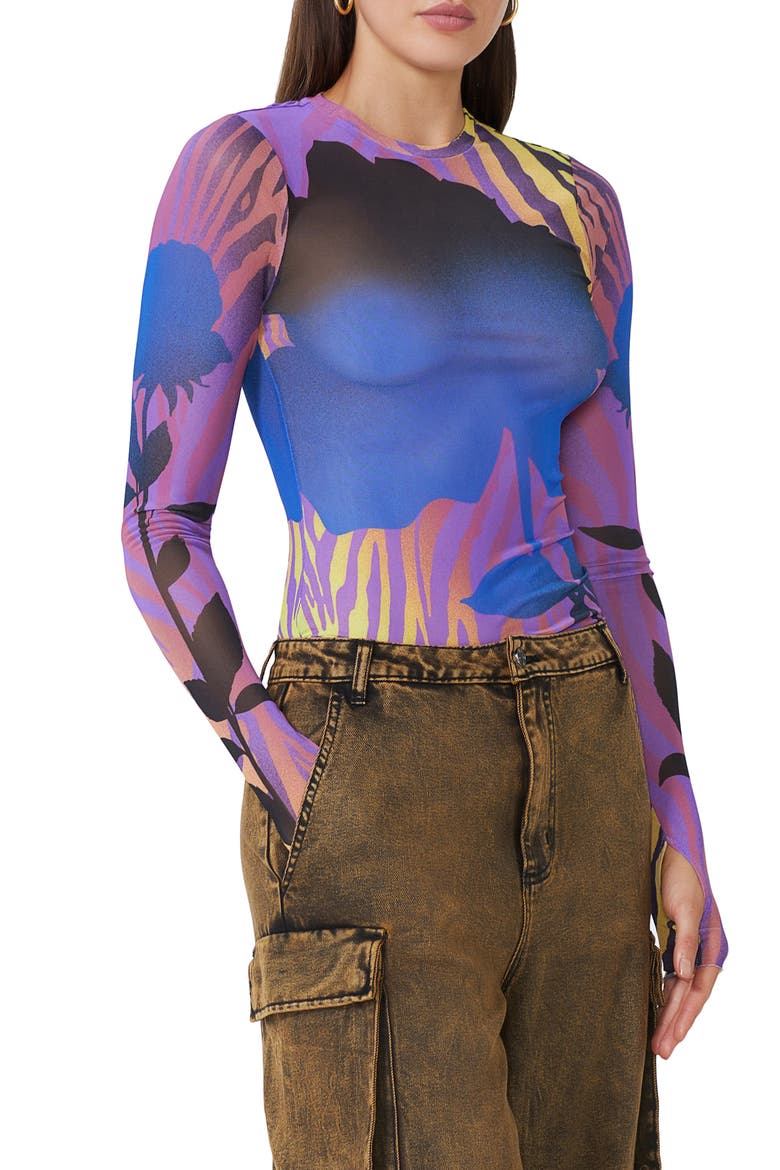 Kaylee Print Mesh Top, Alternate, color, ZEBRA ROSE