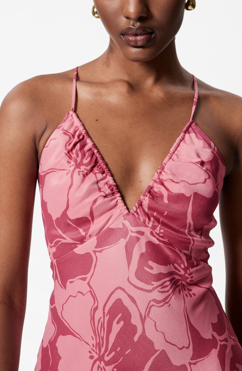 & Other Stories Print Maxi Satin Slipdress, Alternate, color, Pink Medium