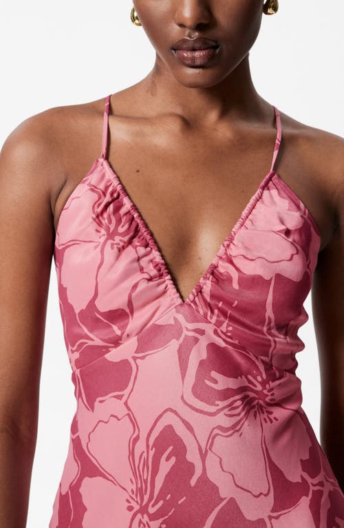 & Other Stories Print Maxi Satin Slipdress In Pink