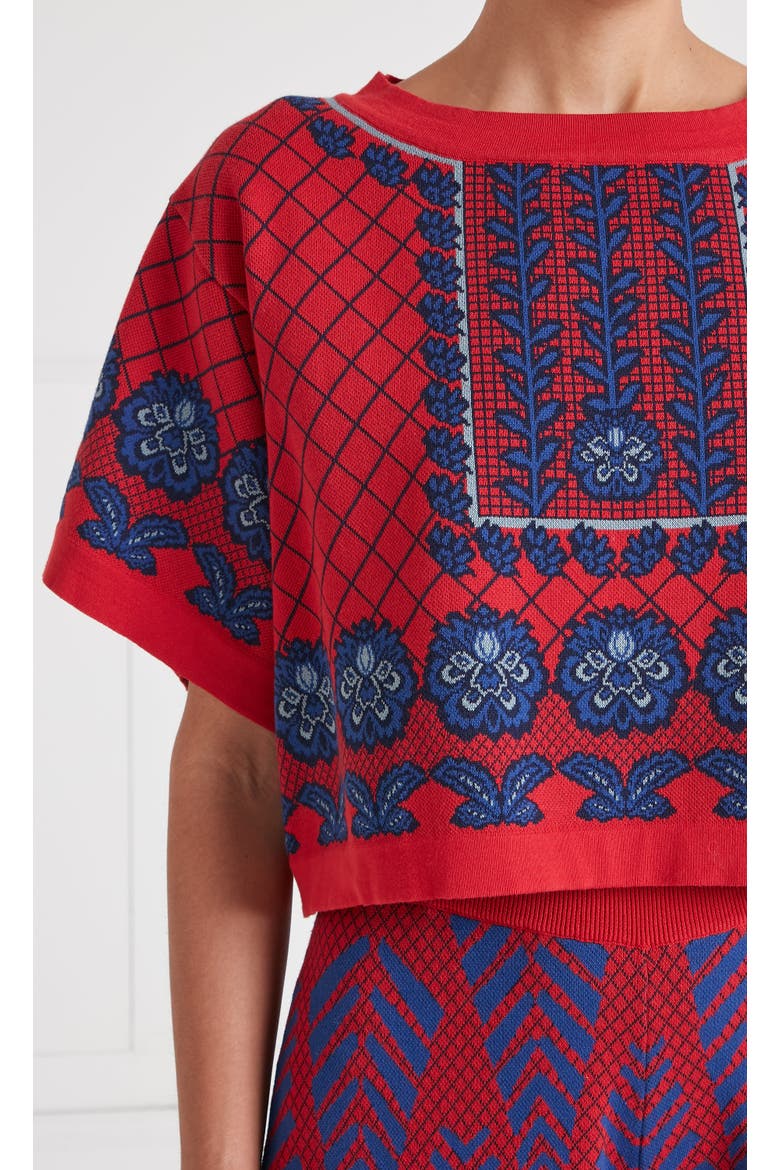 Francis Grid Knit Top, Alternate, color, Crimson