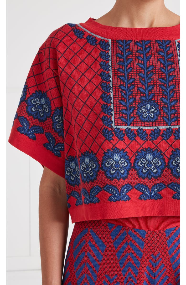 Temperley London Francis Grid Knit Top, Alternate, color, Crimson