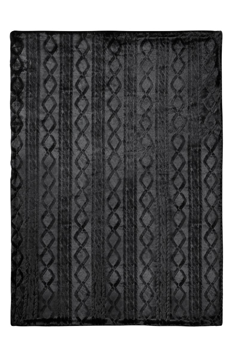 Lucky Brand Cable Knit Faux Fur Throw, Main, color, 