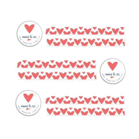 Illustrated Masking Tape - 3ct Rolls, Assorted Rolls ("Hearts")